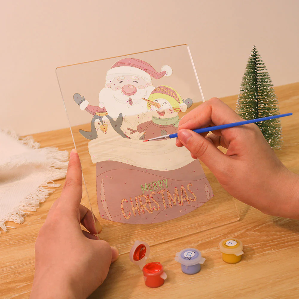 LED Light Display Base Wooden Paint by numbers 15x20cm Santa Claus 02 - Image 5