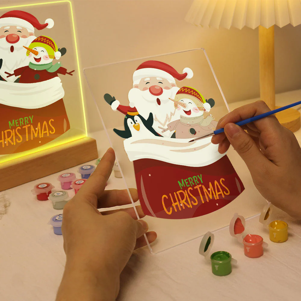 LED Light Display Base Wooden Paint by numbers 15x20cm Santa Claus 02 - Image 7
