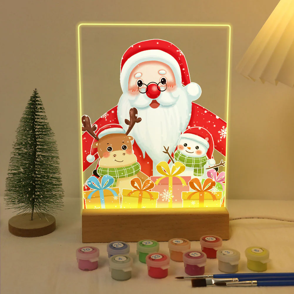 LED Light Display Base Wooden Paint by numbers 15x20cm Santa Claus 04 - Image 2