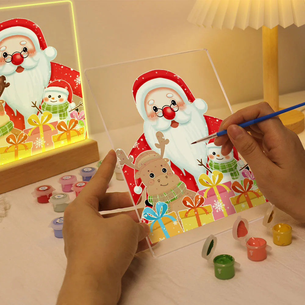 LED Light Display Base Wooden Paint by numbers 15x20cm Santa Claus 04 - Image 7