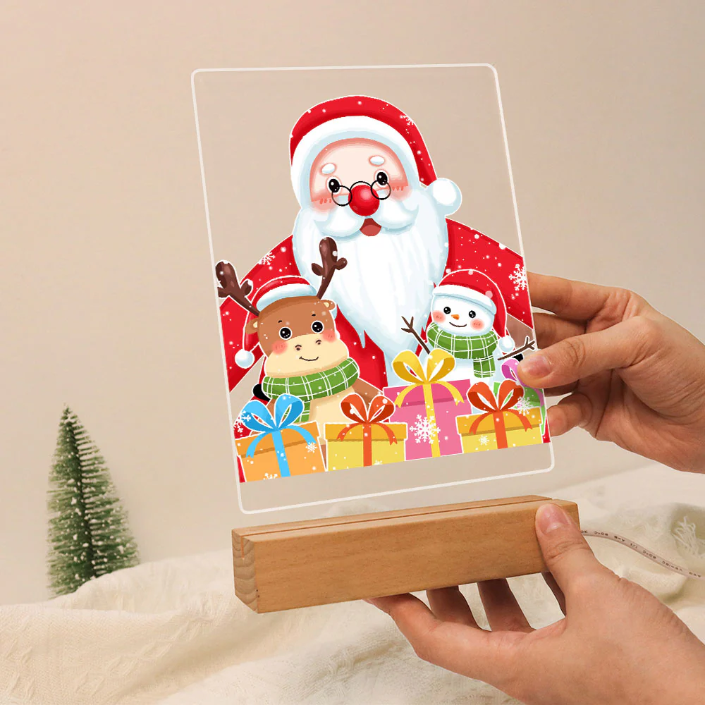 LED Light Display Base Wooden Paint by numbers 15x20cm Santa Claus 04 - Image 9