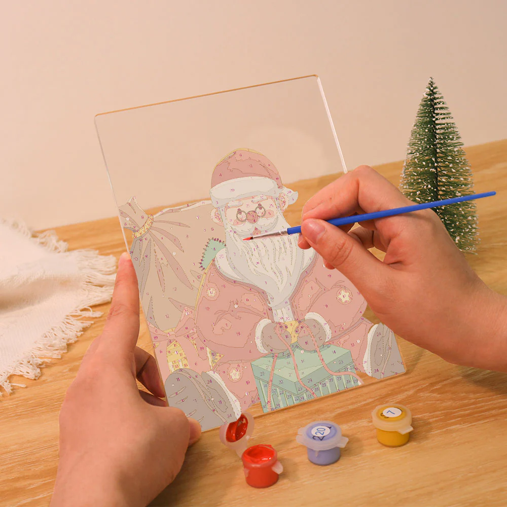 LED Light Display Base Wooden Paint by numbers 15x20cm Santa Claus 09 - Image 5
