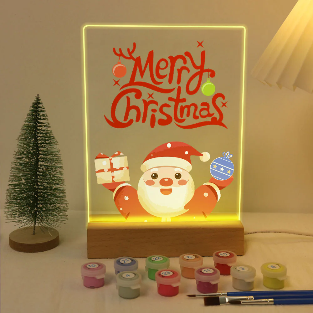 LED Light Display Base Wooden Paint by numbers 15x20cm Santa Claus 10 - Image 2