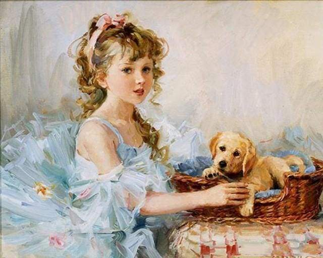 Little Girl and her Puppy