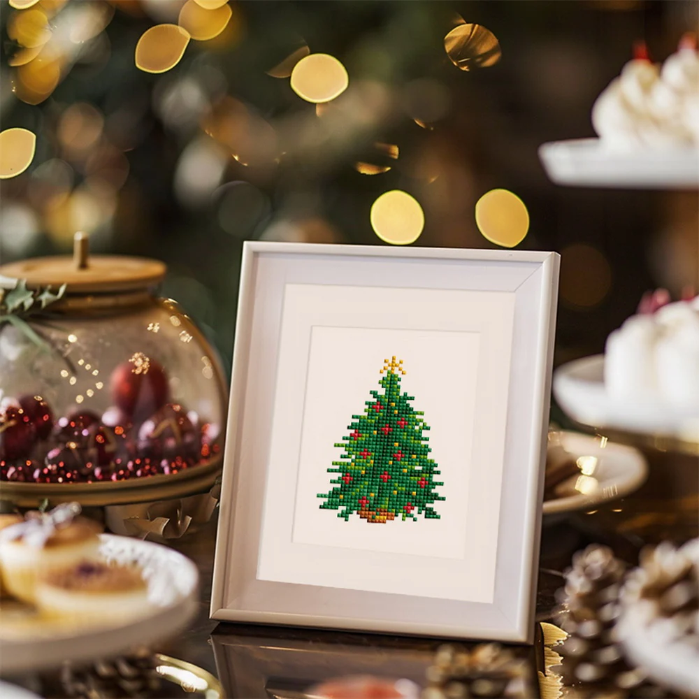 Mini Diamond Painting 15x20cm (2 pieces) - Christmas Tree and Potted Plant - Image 4