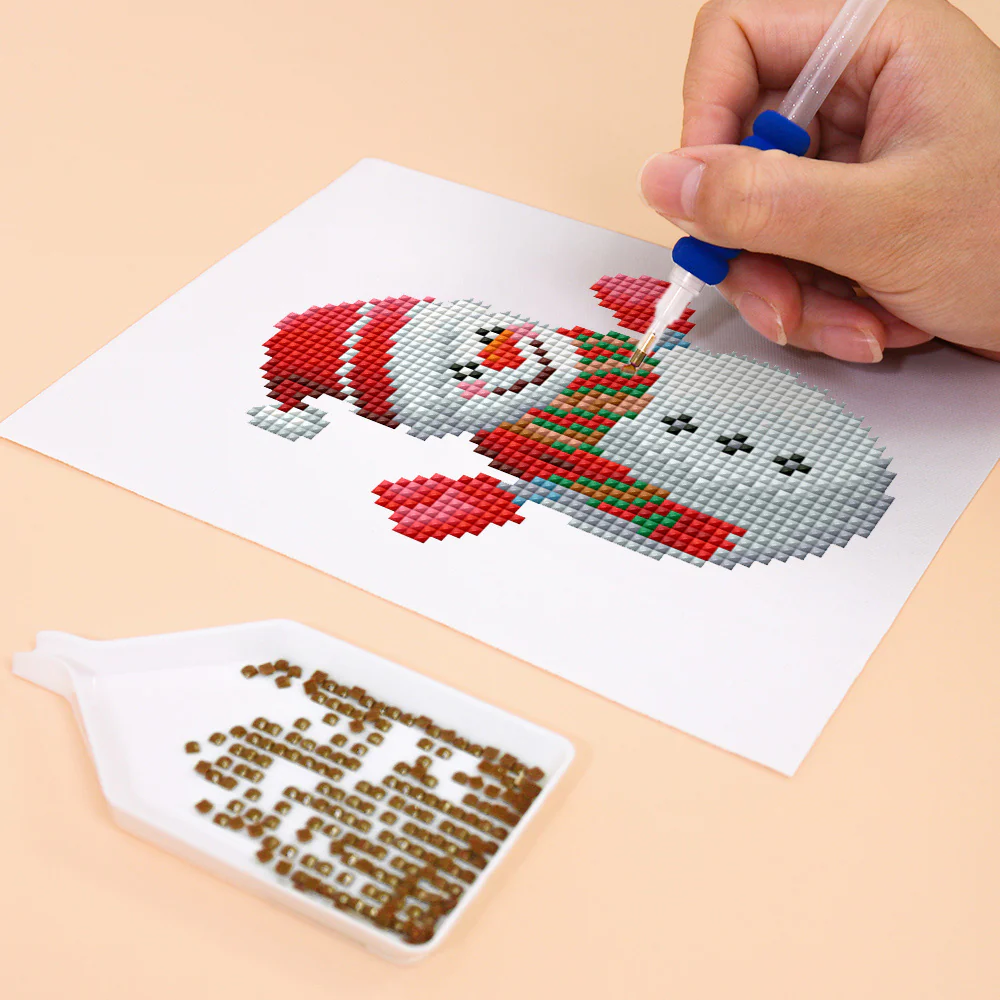 Mini Diamond Painting 15x20cm (2 pieces) - Potted Plant and Winter Snowman - Image 3