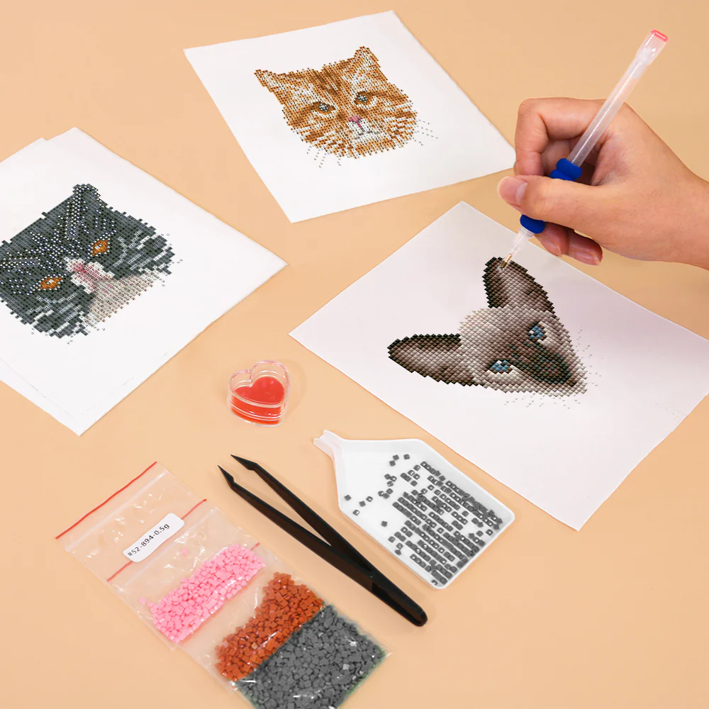 Mini Diamond Painting 15x20cm (4 pieces) - Feline Friends - Image 4