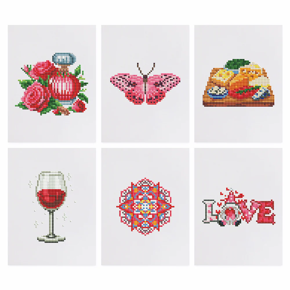 Mini Diamond Painting 15x20cm (6 pieces) - Delicate Designs