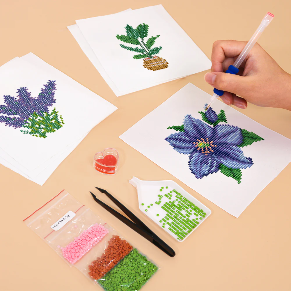 Mini Diamond Painting 15x20cm (6 pieces) - Flora and Potted - Image 4