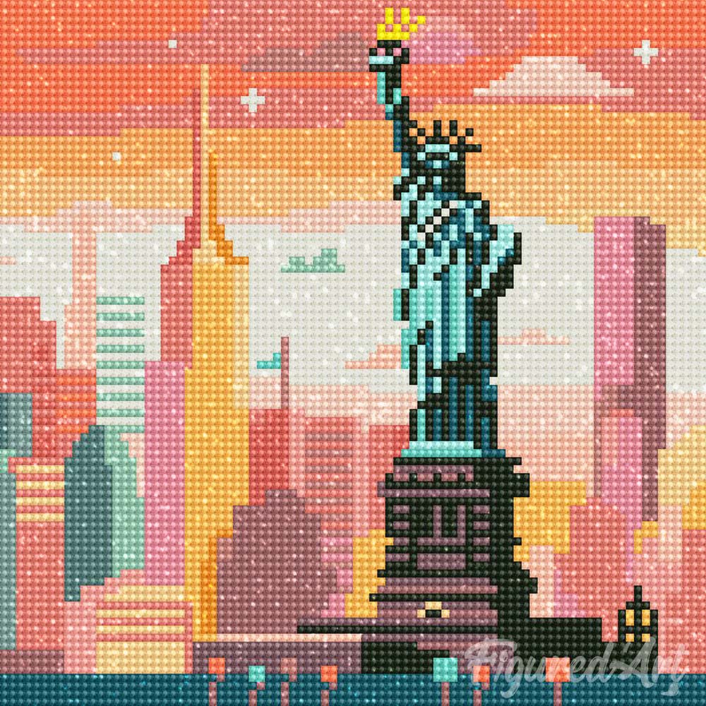 Mini Diamond Painting 25x25cm - Bright New York Skyline - Image 2