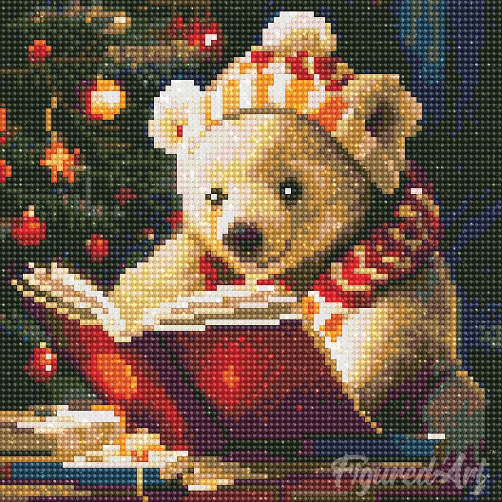 Mini Diamond Painting 25x25cm - Cute Reading Bear - Image 2