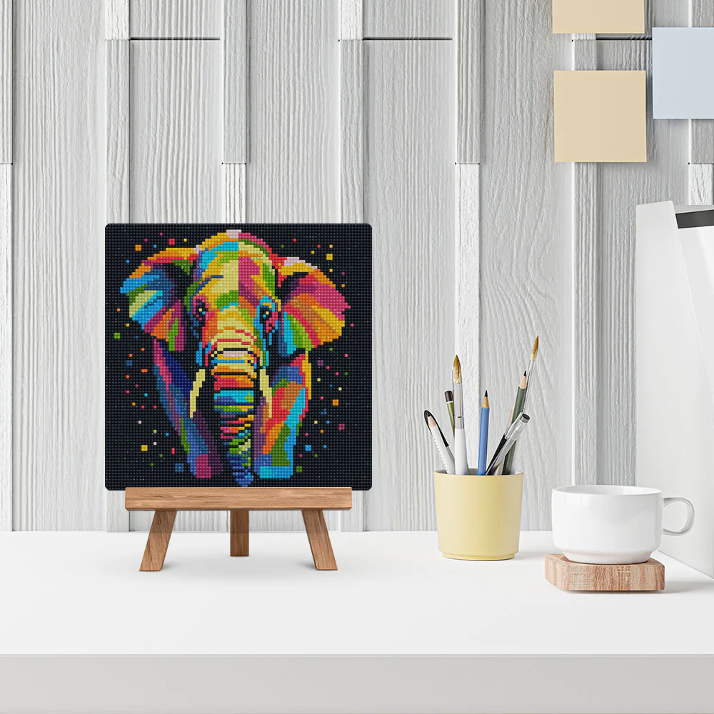 Mini Diamond Painting 25x25cm - Elephant Abstract Pop Art - Image 3