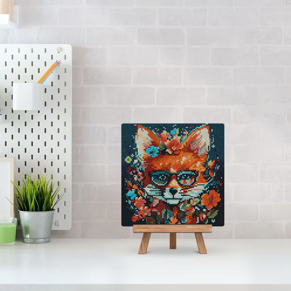 Mini Diamond Painting 25x25cm - Fantasy fox and flowers - Image 3