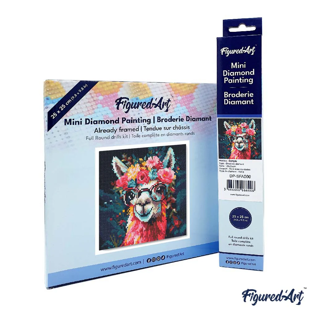 Mini Diamond Painting 25x25cm - Fantasy llama and flowers - Image 4