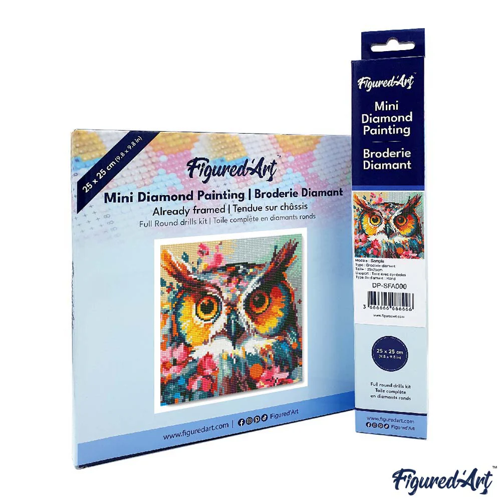 Mini Diamond Painting 25x25cm - Fantasy owl with flowers - Image 4