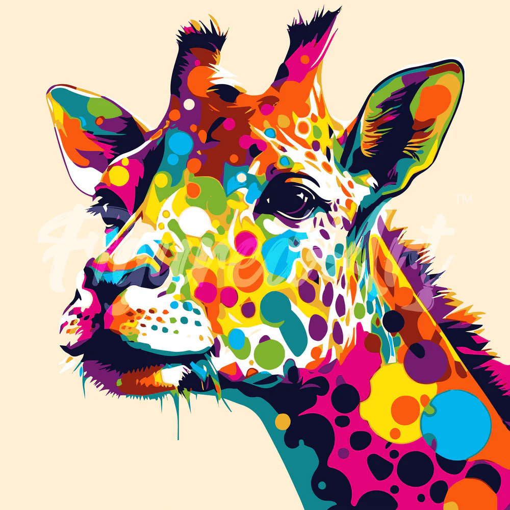 Mini Diamond Painting 25x25cm - Giraffe Abstract Pop Art