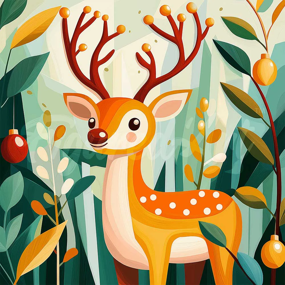 Mini Diamond Painting 25x25cm - Golden Reindeer