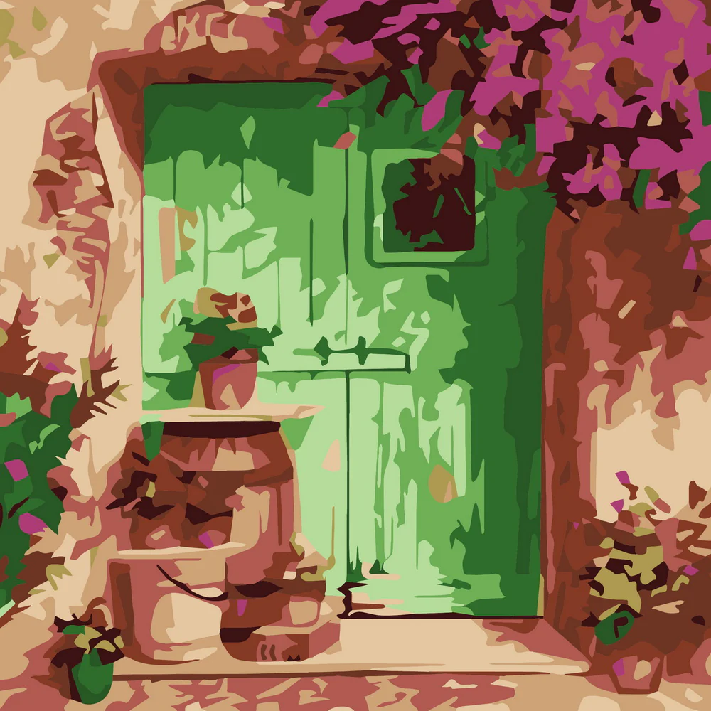 Mini Diamond Painting 25x25cm - Green Door