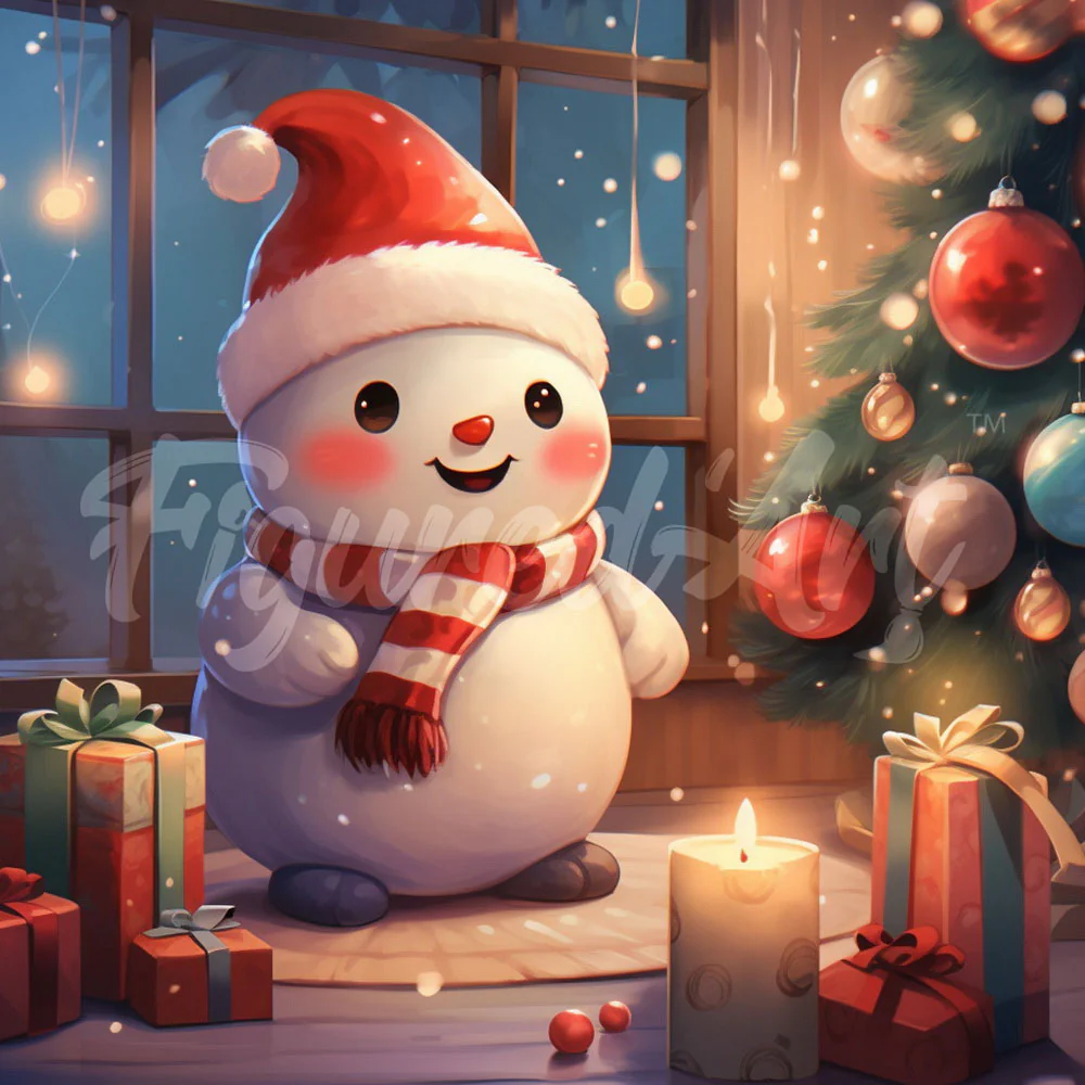Mini Diamond Painting 25x25cm - Happy Snowman in the room