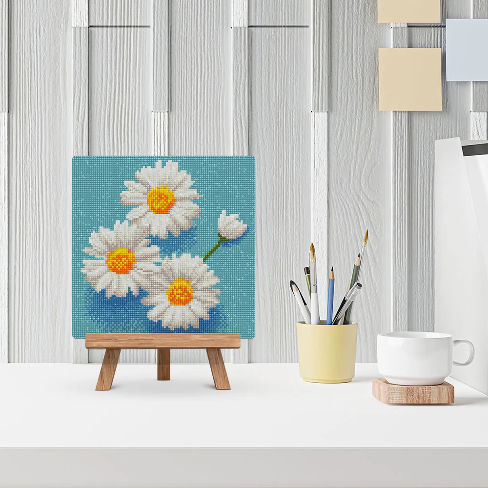 Mini Diamond Painting 25x25cm - Lovely White Daisies - Image 3