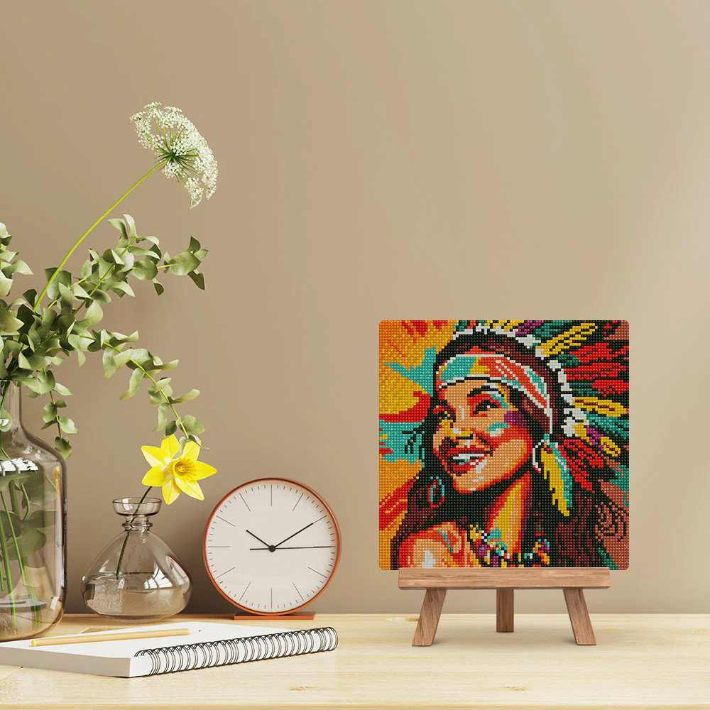 Mini Diamond Painting 25x25cm - Native Elegance Lady Pop Art - Image 3