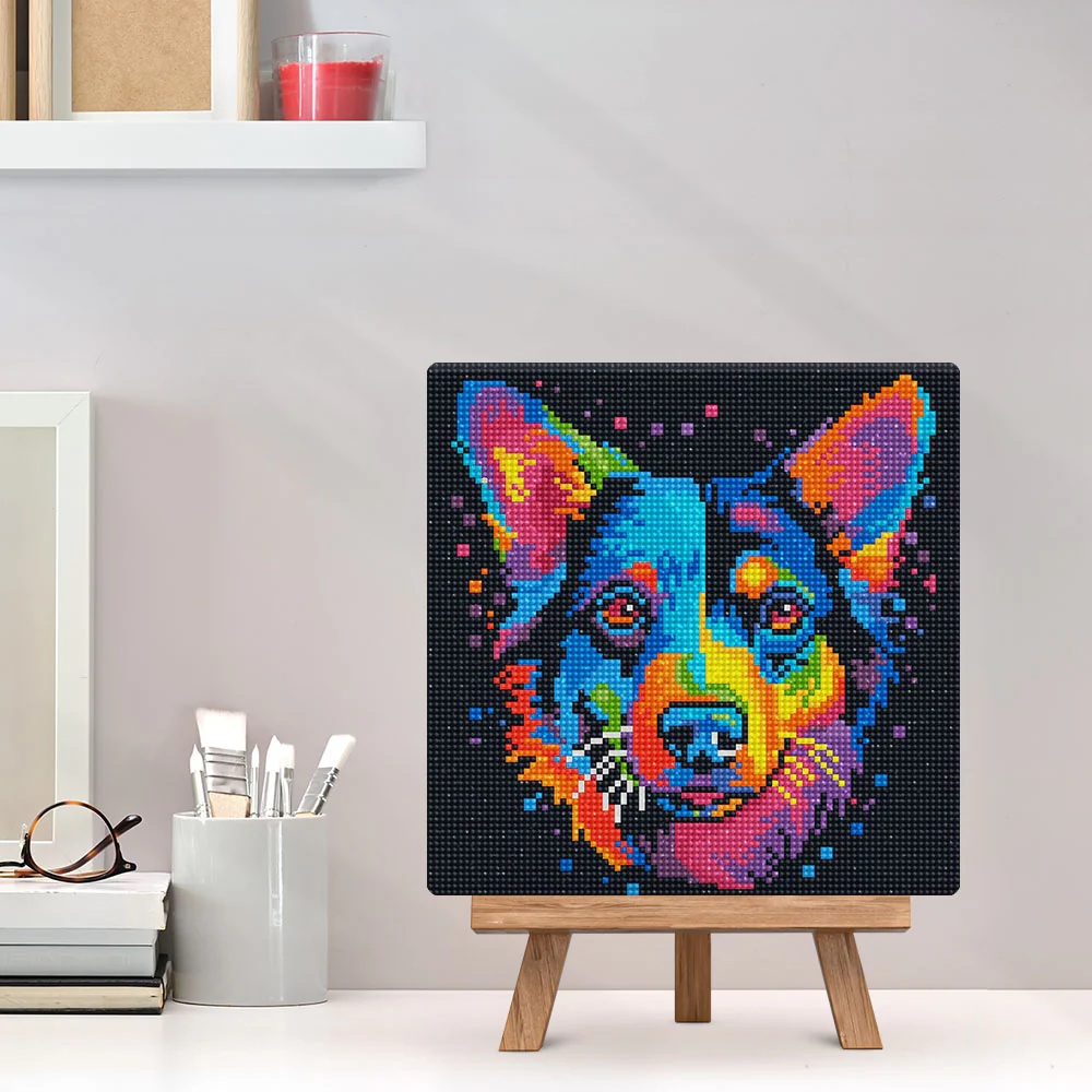 Mini Diamond Painting 25x25cm - Neon Dog Abstract Pop Art - Image 3