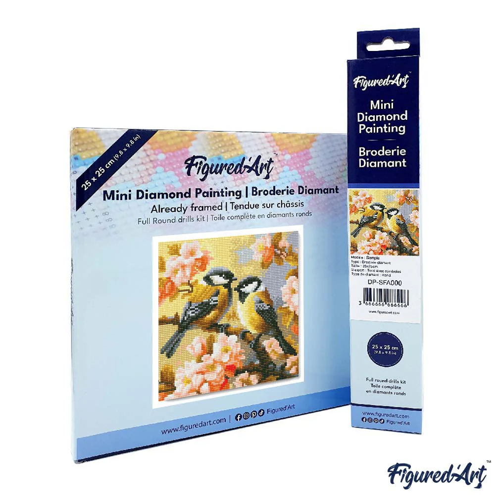 Mini Diamond Painting 25x25cm - Pair of Birds amidst Blossoms - Image 4