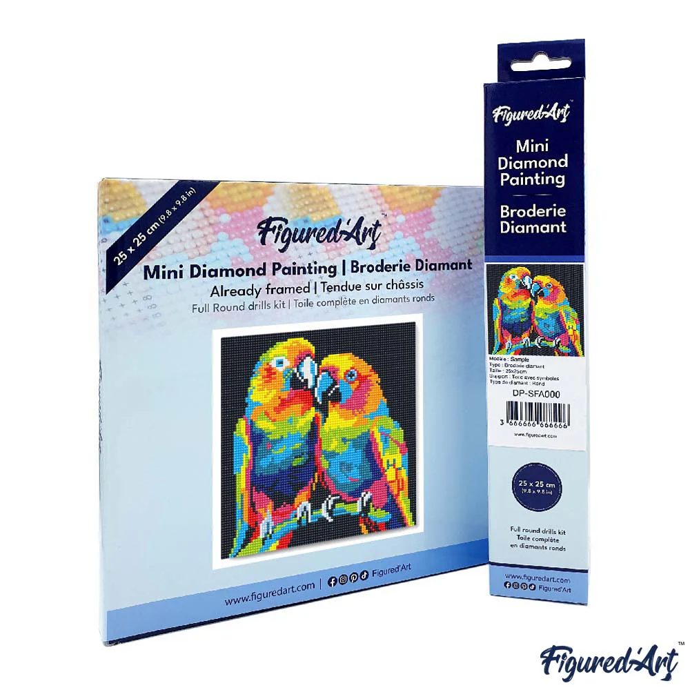 Mini Diamond Painting 25x25cm - Parrots Abstract Pop Art - Image 4
