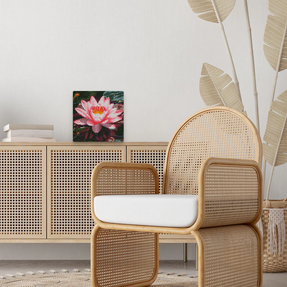 Mini Diamond Painting 25x25cm - Pink Water Lily - Image 3