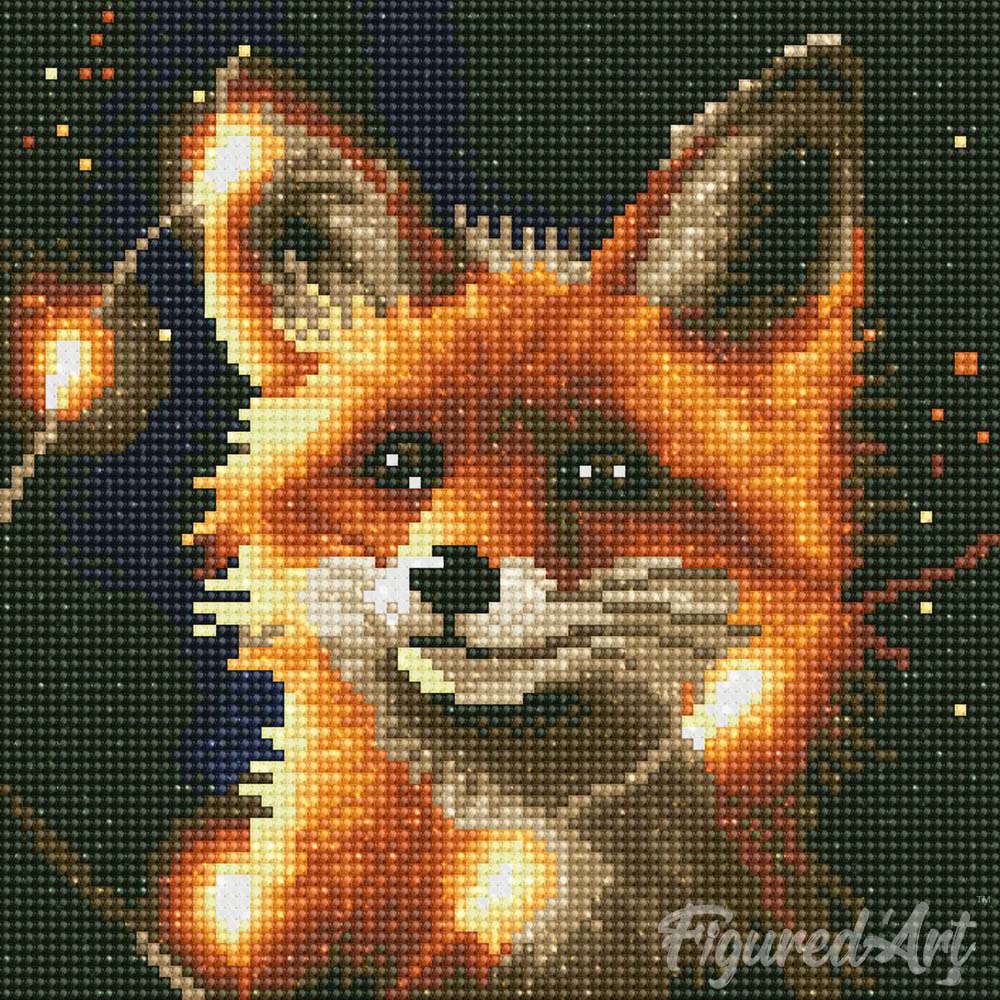 Mini Diamond Painting 25x25cm - Red Fox and Light - Image 2