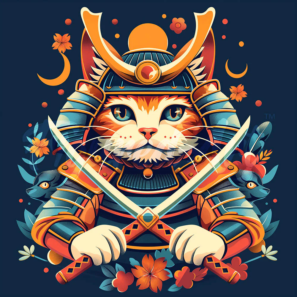 Mini Diamond Painting 25x25cm - Samurai Cat