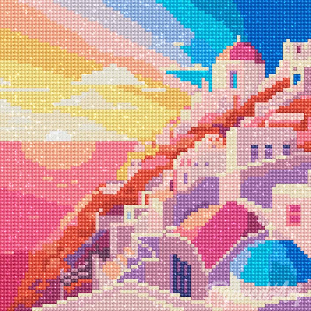 Mini Diamond Painting 25x25cm - Santorini Sunset - Image 2