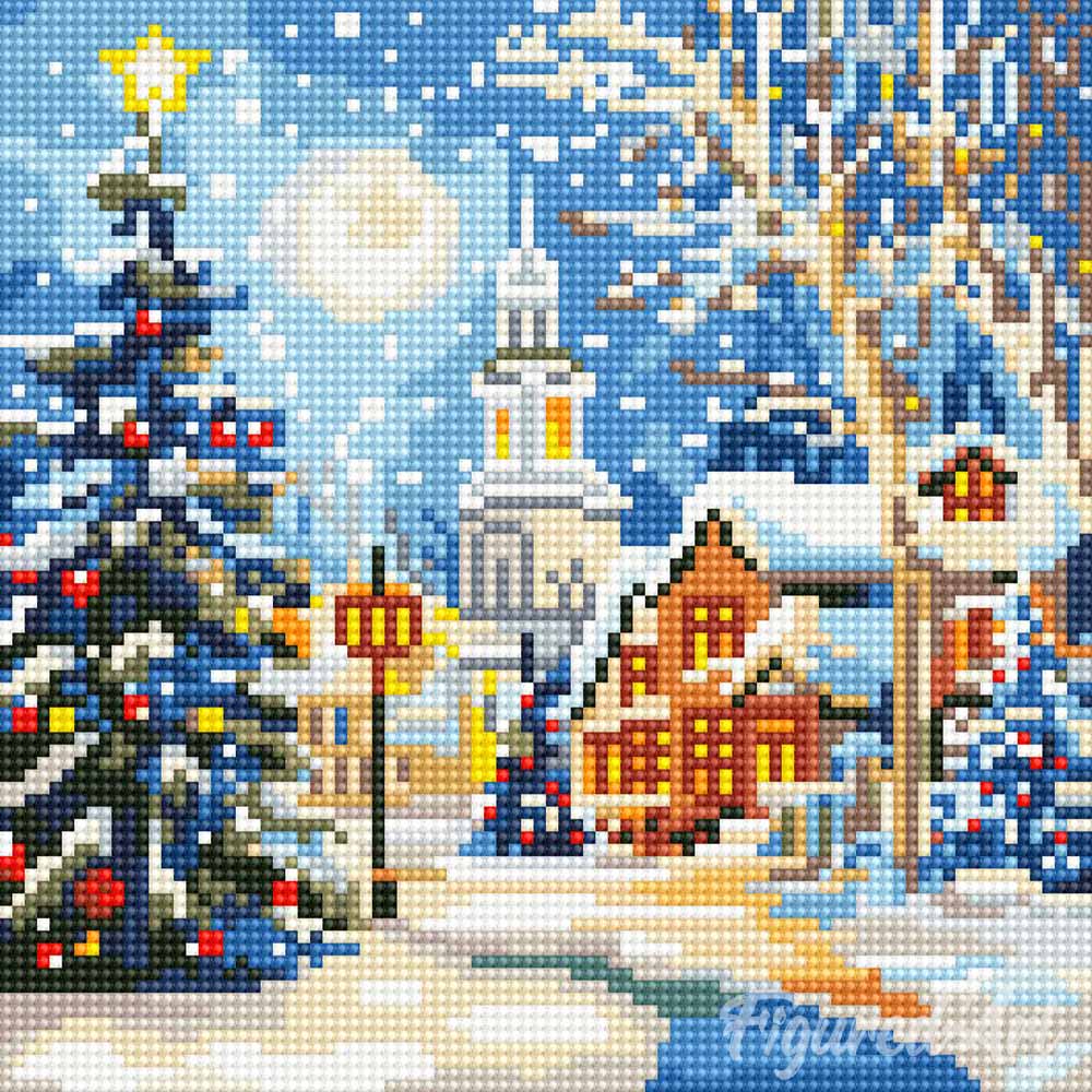 Mini Diamond Painting 25x25cm - Snowy Christmas Street - Image 2