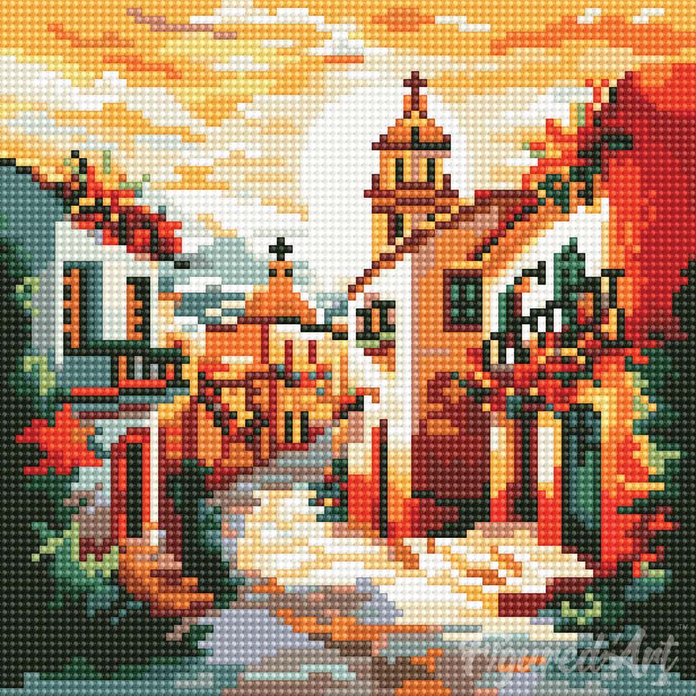 Mini Diamond Painting 25x25cm - Sunny Village Church - Image 2
