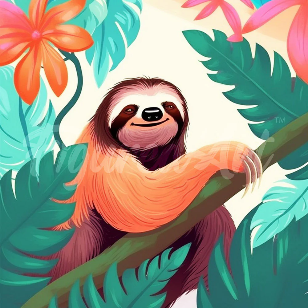 Mini Diamond Painting 25x25cm - Tropical Sloth