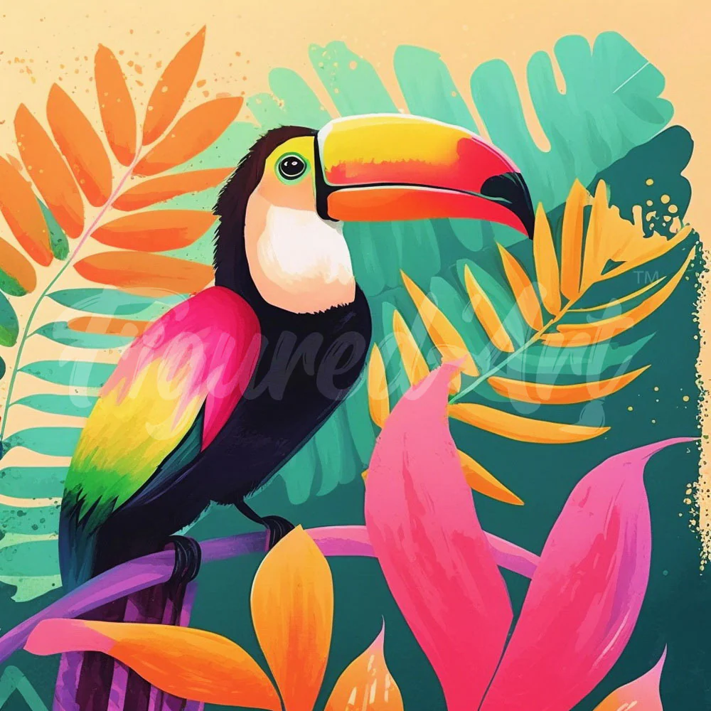 Mini Diamond Painting 25x25cm - Tropical Toucan