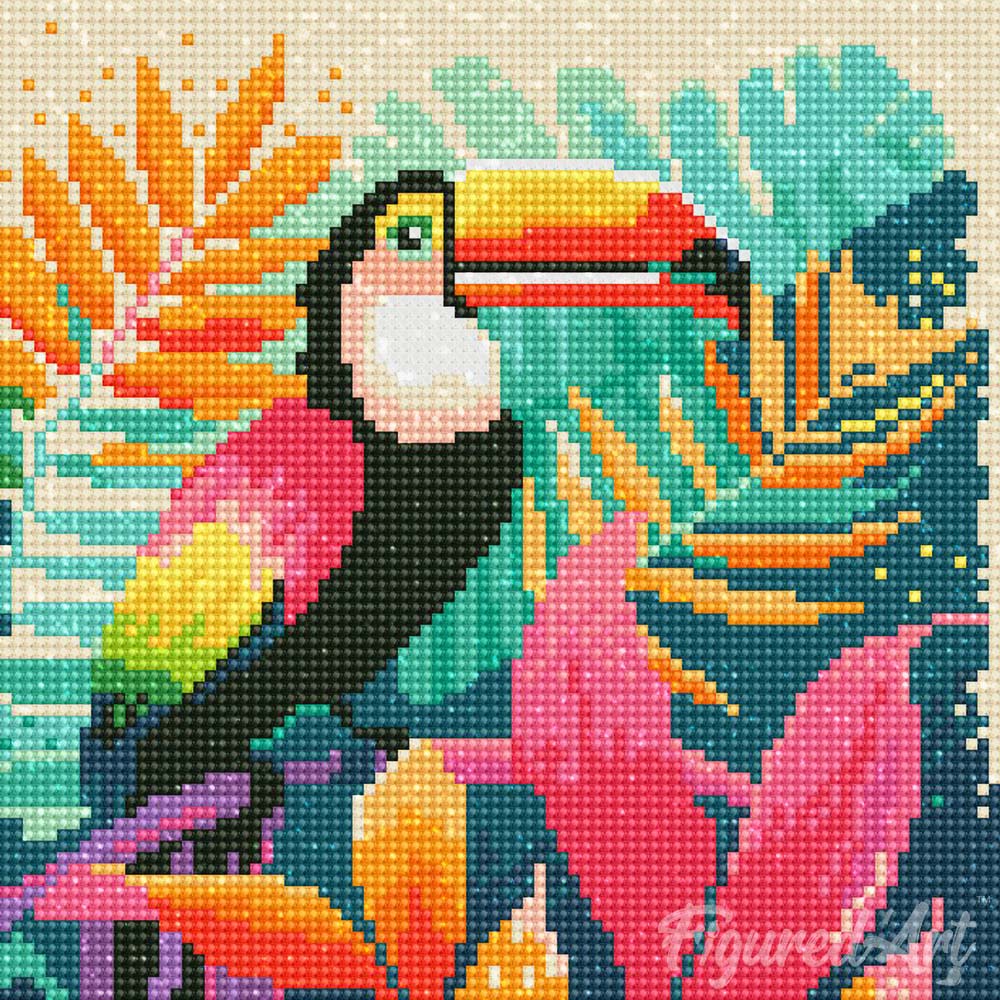 Mini Diamond Painting 25x25cm - Tropical Toucan - Image 2