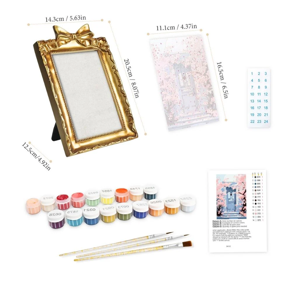 Mini Paint by number with frame - Blossoms by the Blue Door - Image 3