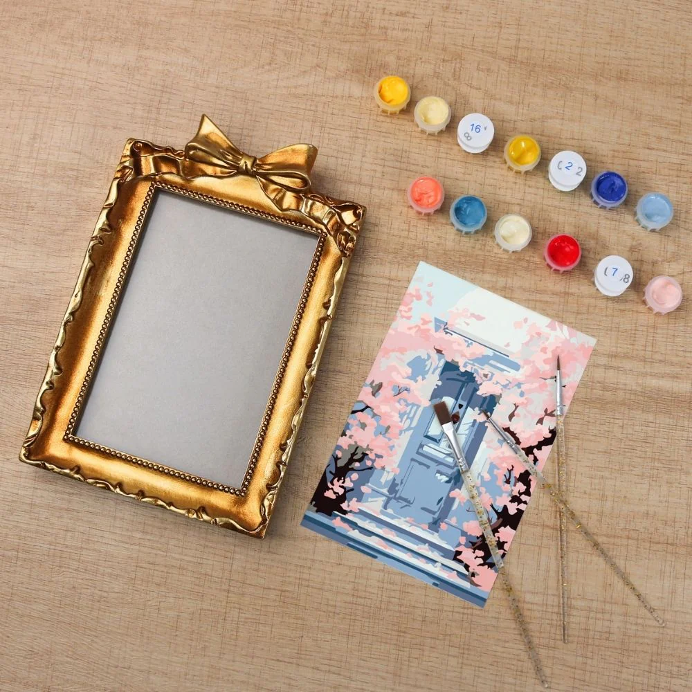 Mini Paint by number with frame - Blossoms by the Blue Door - Image 4
