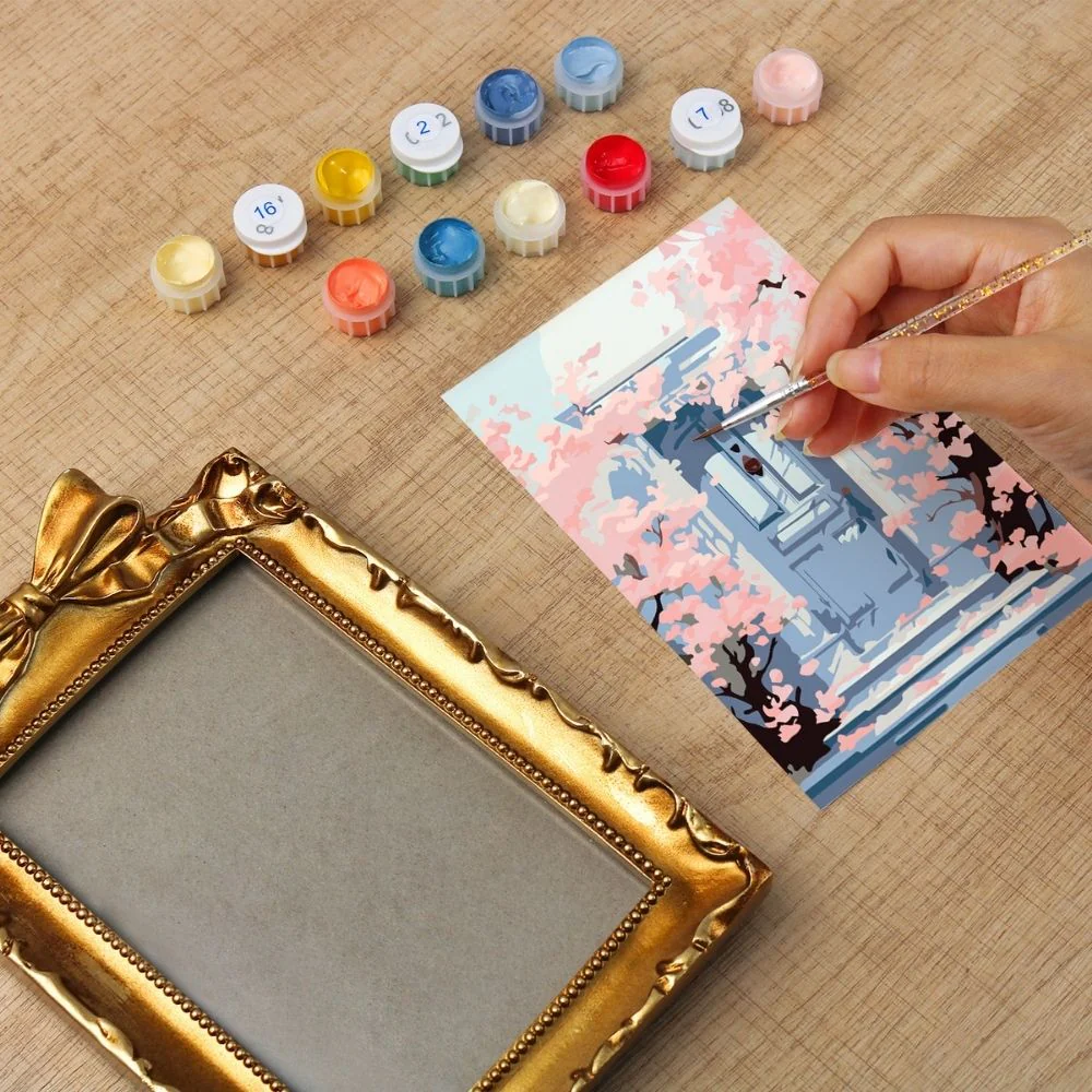 Mini Paint by number with frame - Blossoms by the Blue Door - Image 5