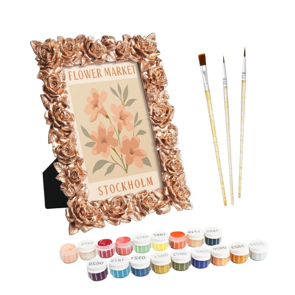 Mini Paint by number with frame - Flower market - Stockholm