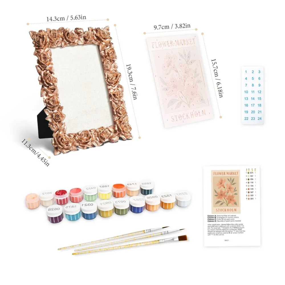 Mini Paint by number with frame - Flower market - Stockholm - Image 3
