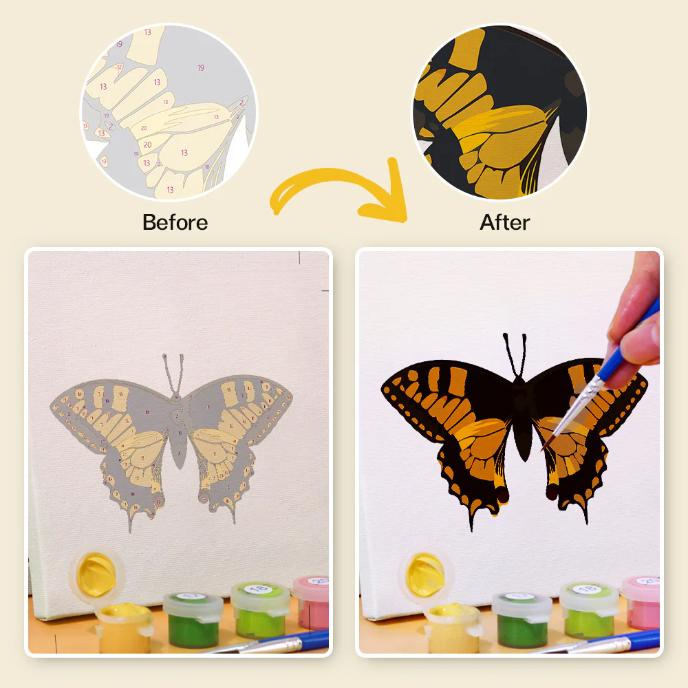 Mini Paint by numbers 15x15cm (6 pieces) - Colourful Butterfly - Image 8