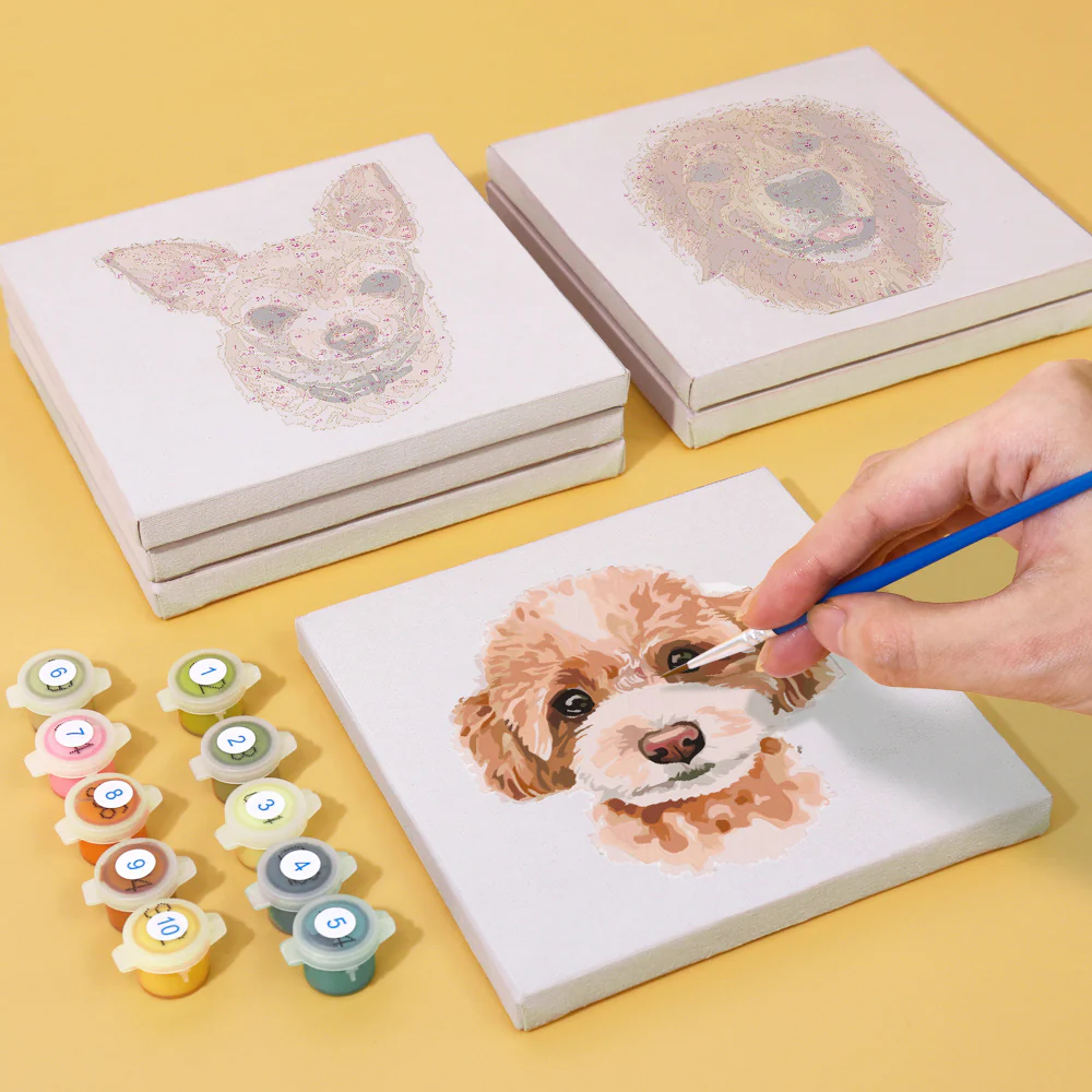 Mini Paint by numbers 15x15cm (6 pieces) - Cute Dogs - Image 6