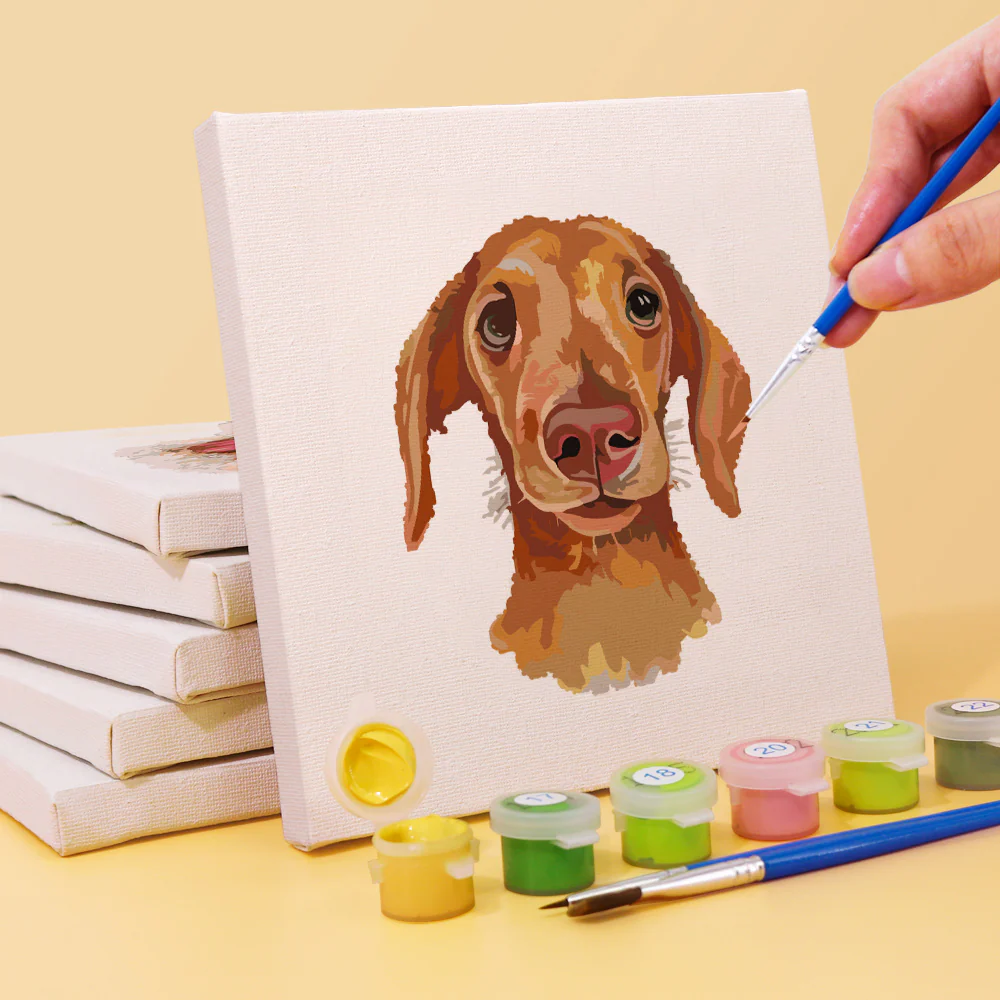 Mini Paint by numbers 15x15cm (6 pieces) - Cute Dogs - Image 8