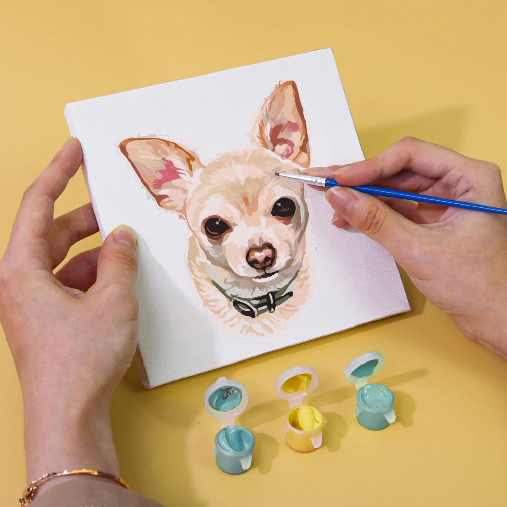Mini Paint by numbers 15x15cm (6 pieces) - Cute Dogs - Image 9