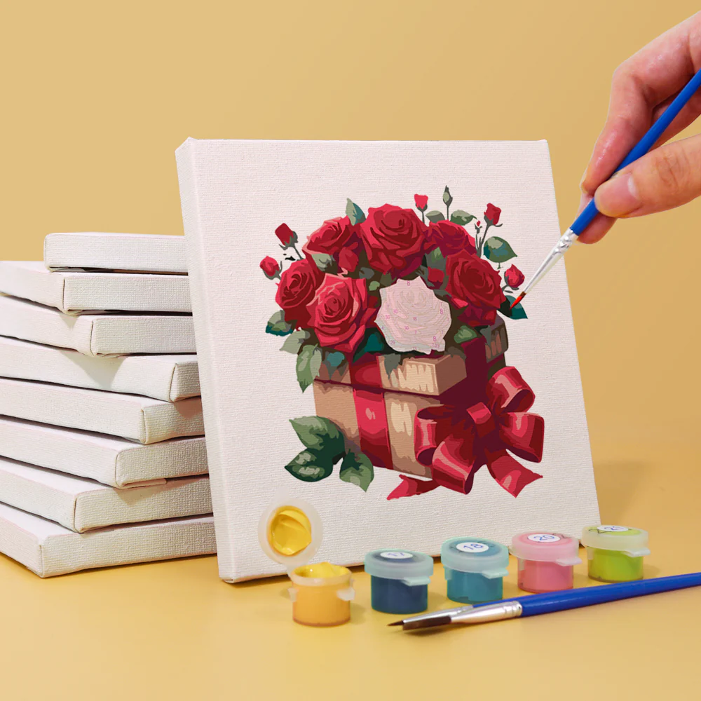 Mini Paint by numbers 15x15cm (6 pieces) - Red Rose Valentine's Day Series 2 - Image 6