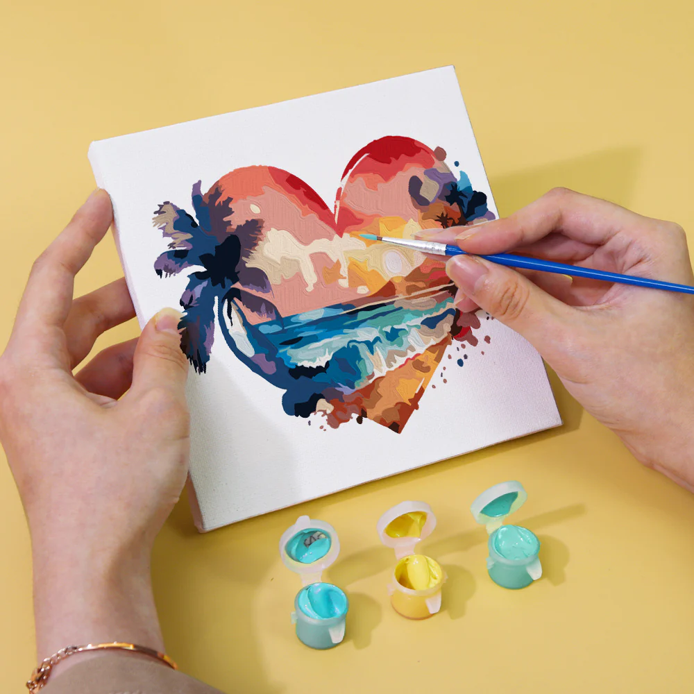 Mini Paint by numbers 15x15cm (6 pieces) - Romantic Beach Scenes - Image 8