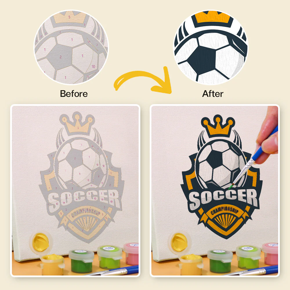 Mini Paint by numbers 15x15cm (6 pieces) - Soccer Logo Series - Image 8