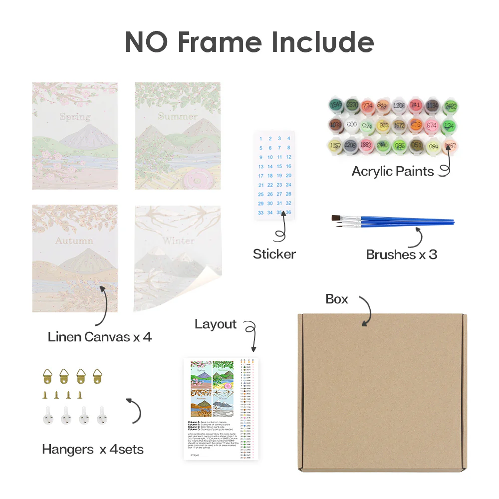 Mini Paint by numbers 15x20cm (4 pieces) - Spring Summer Autumn Winter Art Kit - Image 12